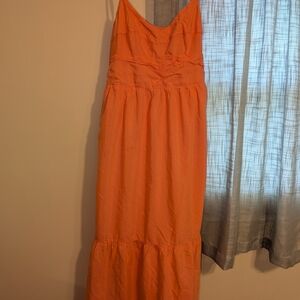 Elegant Orange Sleeveless Dress